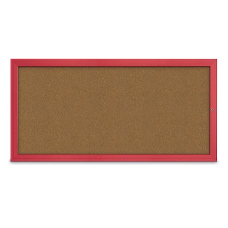 Slim Enclosed Corkboard, 24x36, Black Alum Frame/Apricot